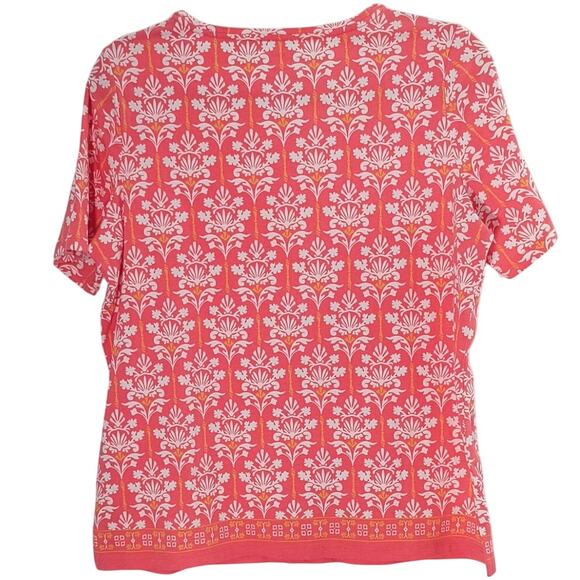 Talbots The Talbots Tee Women's Sz XP Orange White V Neck Short Sleeve Soft Knit - Picture 5 of 11